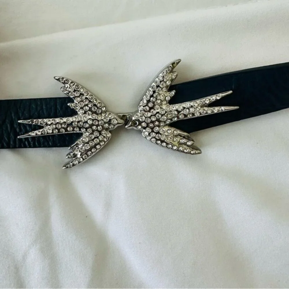 Kate Spade Kissing Bird Belt Dark blue Rhinestones In the Hoop XS/S - Picture 5 of 15